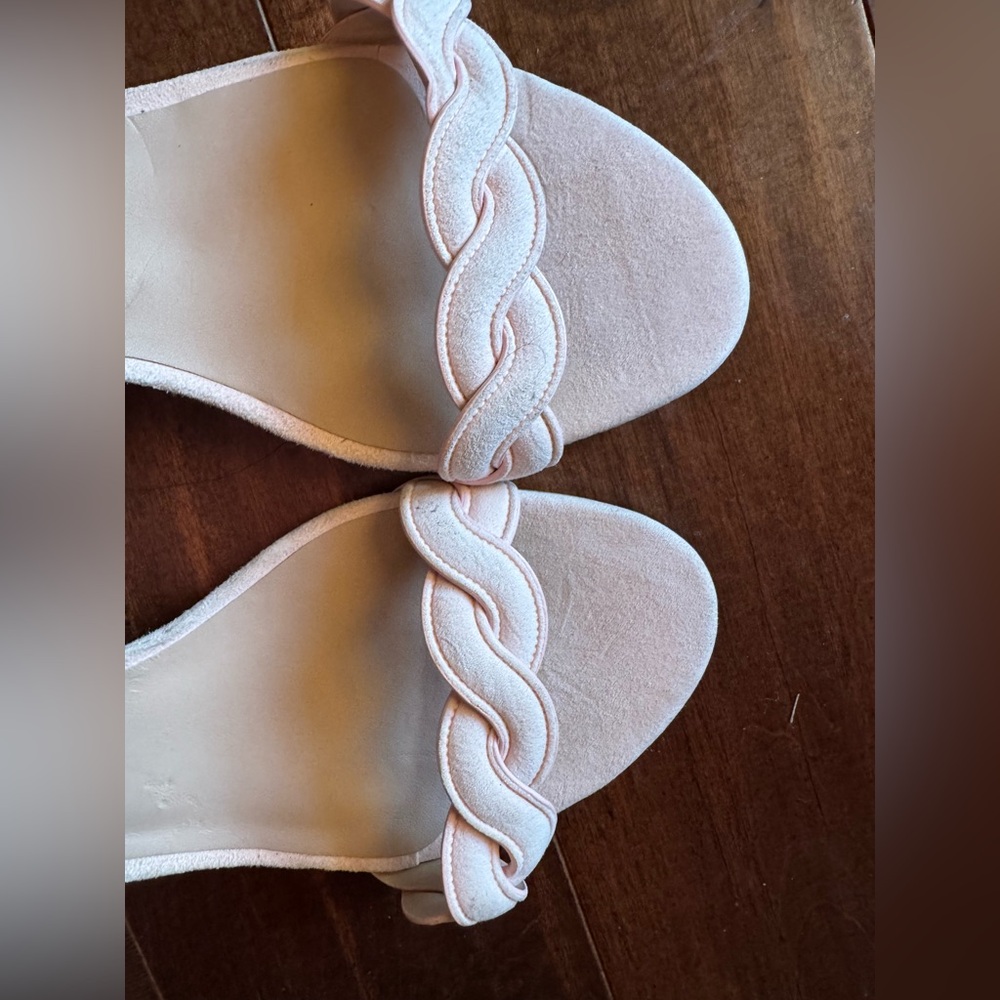 Stuart Weitzman Light Pink Suede Dancer Twistie Sandals  Heels sz 12 - Picture 2 of 10